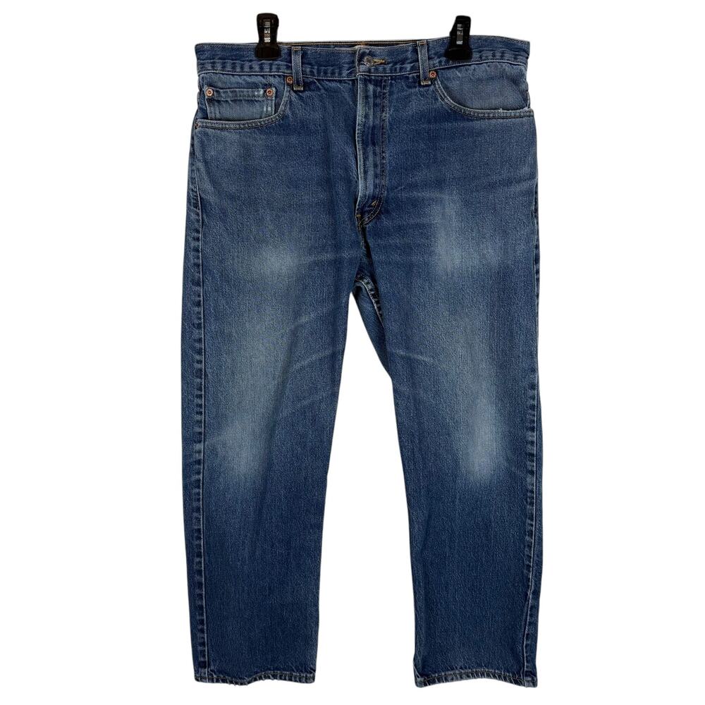 Levi's 505 Jeans Men 37x30 Blue Denim 5-Pockets Regular Fit Straight Leg Zip Fly